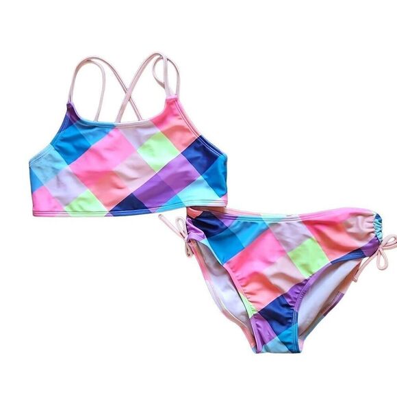 Cat & Jack Two Piece Bikini Swimsuit Multicolored Large (10/12) - Picture 2 of 7